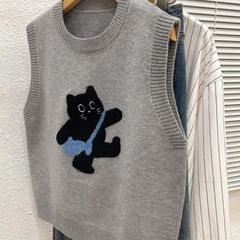 2025年新款叠穿减龄毛衣马甲背心女内搭新款宽松外穿短款针织坎…