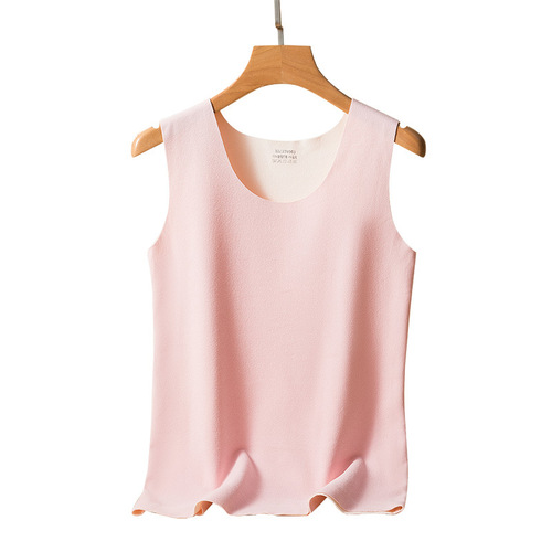 Double Color Double-Faced Fleece Seamless Men's and Women's Warm Vest with Contour Cutting, Plus Velvety Lining Underwear Manufacturer Wholesale