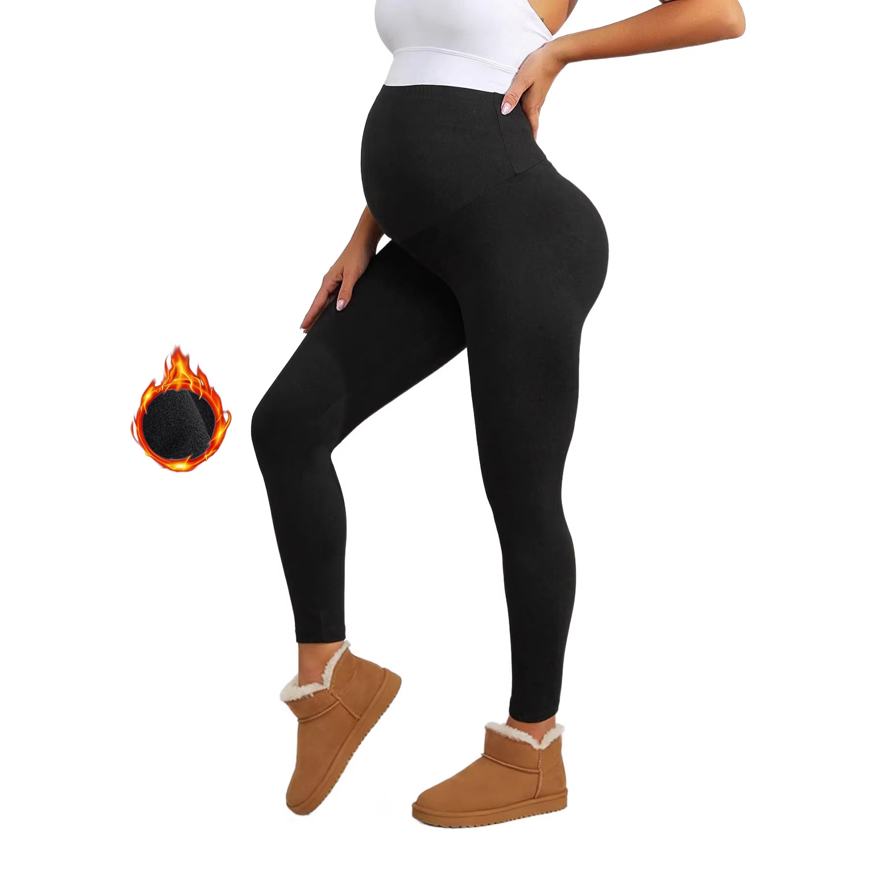 2025 European and American Autumn and Winter Fleece Maternity Pants Amazon New Warm Pants Cross-Border Sports Yoga Pants Maternity Pants