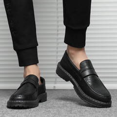 Summer season British small leather shoes men's slip-on loafers youth casual Korean version work lazy shoes on behalf of