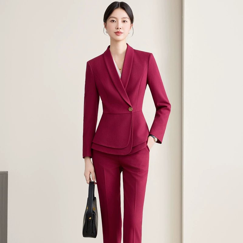 Demi-season fashionable long-sleeve, high-end fitted classic suit, brace for work