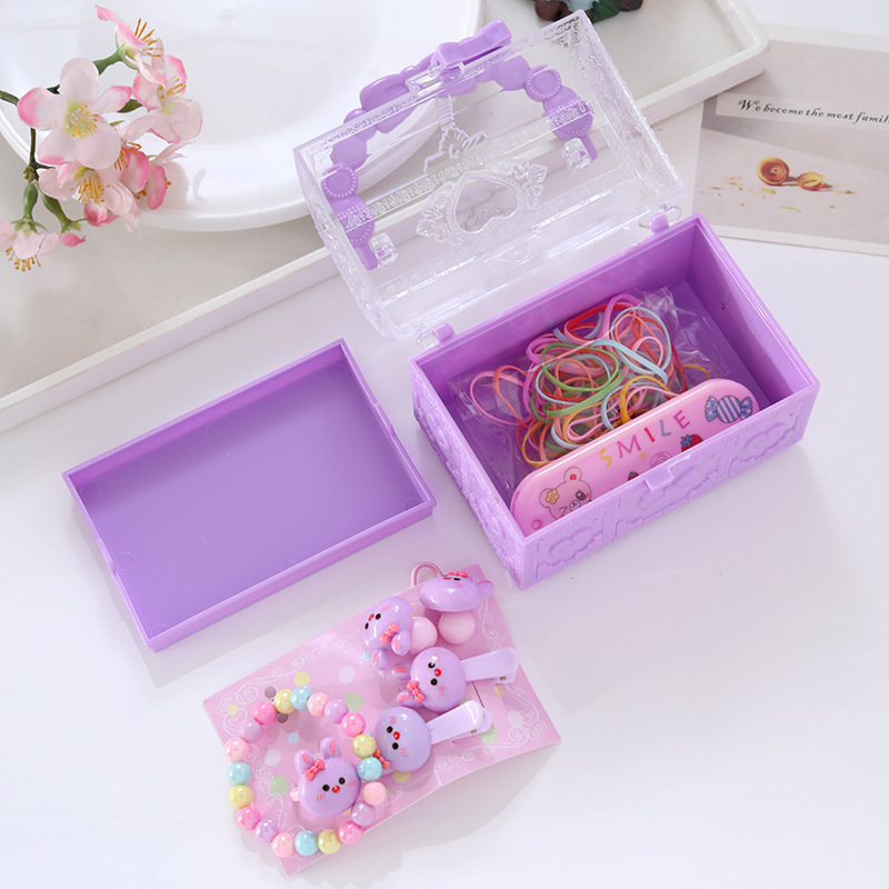 子供のかわいいアクセサリーのブレスレットのネックレスの皮筋の組み合わせのセットのプレゼントの箱の女の子の赤ちゃんの贈り物のアクセサリーの収納箱