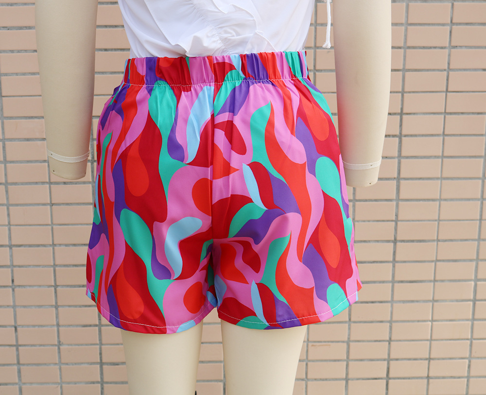 245g Weight Knee Length Pants Length Polyester Fabric Type High Waist Waist Line Straight Pants Pants Type Micro-Elastic Elasticity Daily Occasion Slim Fit Type Color Block Pattern Summer Season Women's Gender Printing Design Vacation Style Women's Daily Vacation Color Block Knee Length Printing Straight Pants 8