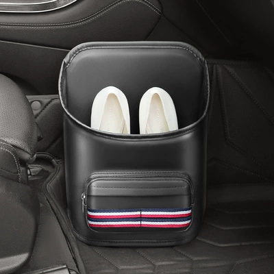 Multi-functional car shoe box car co-pilot shoes storage bag car shoes artifact trunk storage hanging bag (Car storage bag/box) - striped-black-upgraded-thickeningwith-socks-storage