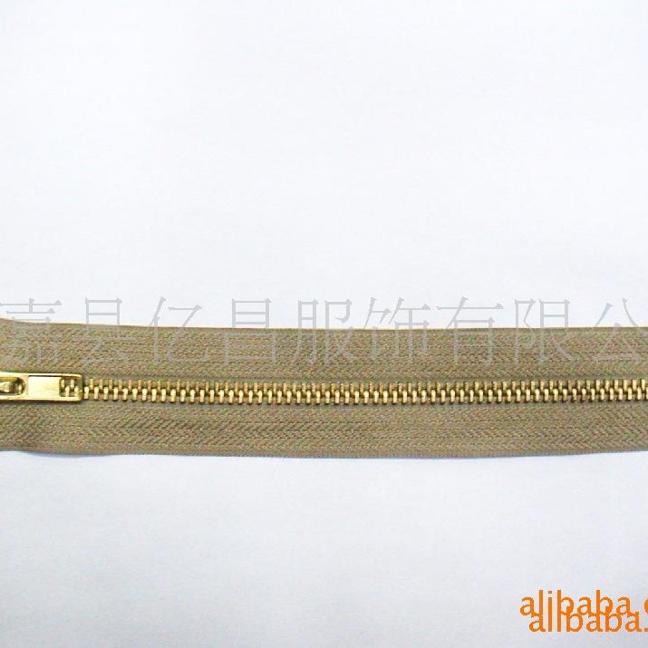 5#金属黄铜牙闭尾长方头拉链