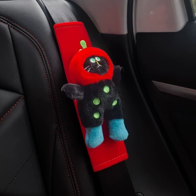 Seat Belt Decoration Car Shoulder – Seat belt shoulder pad - apple-headed-little-black-cat-red-velvet-shoulder-strap