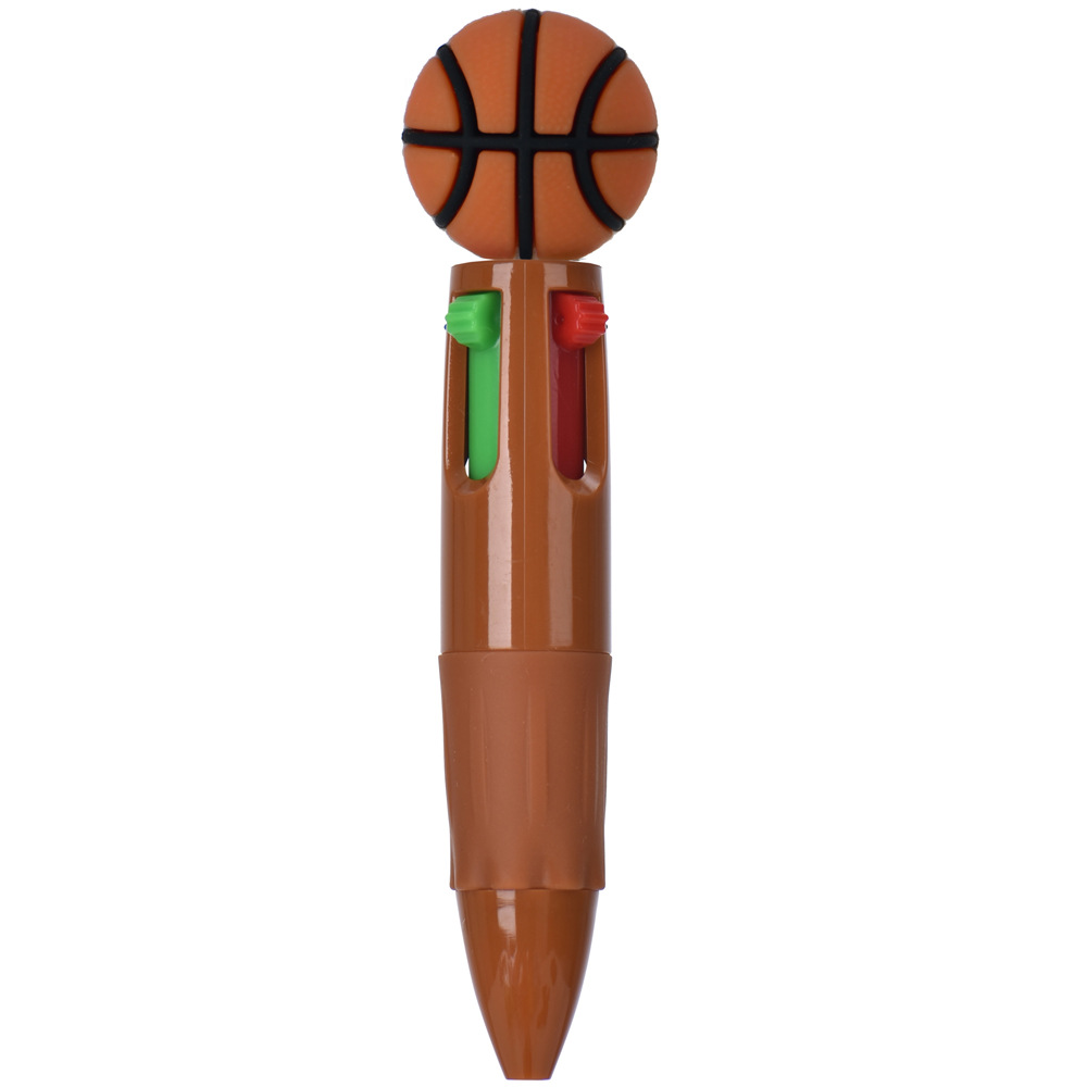 Transfronterizos para bonitos bolígrafos de fútbol, baloncesto, rugby, bolígrafos multicolores de dibujos animados de cuatro colores