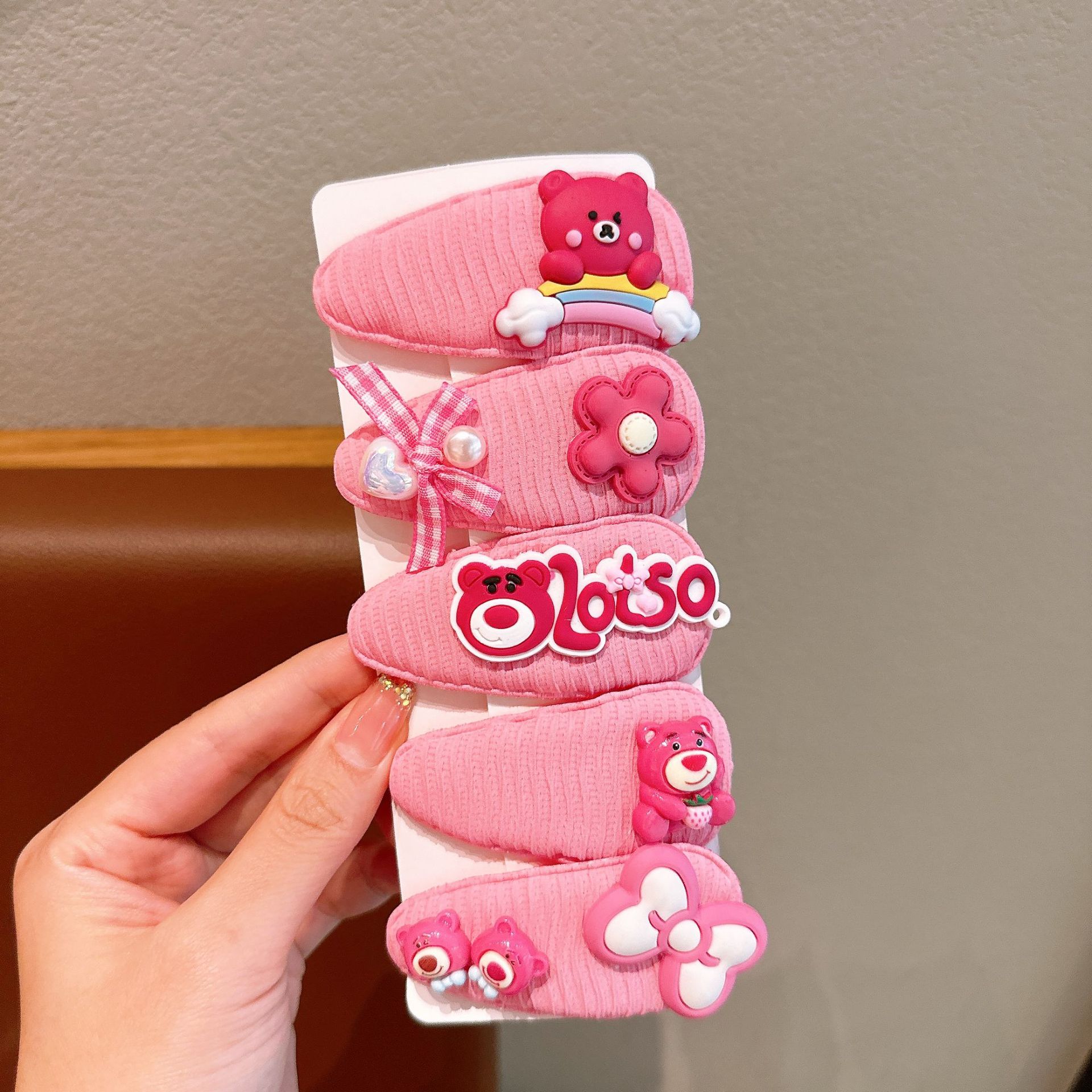 Sanliou brocas de cabello rotas niñas dibujos animados en forma de gota de tela adornos para el cabello de niñas en la frente Kolomi no daña brocas de cabello