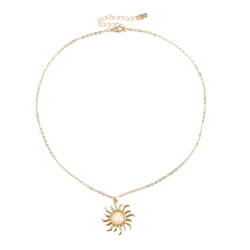 1 Stück Mode Sonne Legierung Überzug Inlay Künstliche Perlen Frau Halskette Mit Anhänger display picture 5
