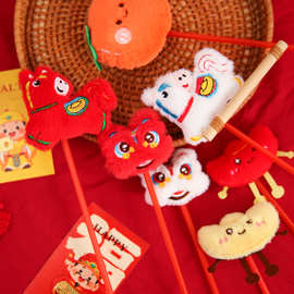 新款国风年宵插卡好运玩偶卡插福桶花束diy卡通装饰花艺包装