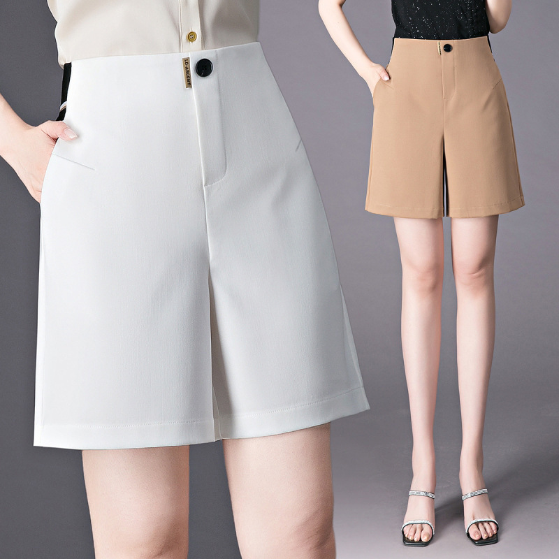 Authentic Brand New Summer Versatile Women's High-Waisted Slimming Straight Mid-Length Pants Made of Mulberry Silk, Loose Casual Trousers