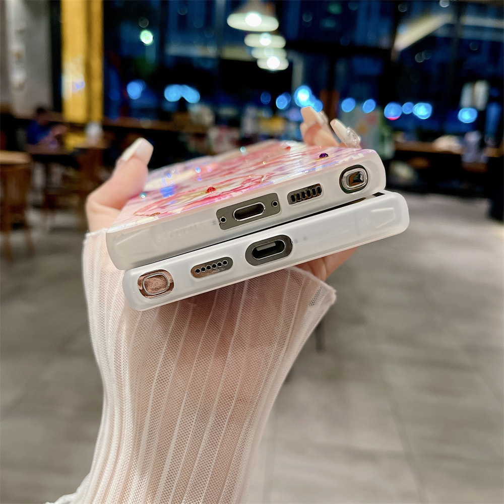 Blaulicht Strass Blumen Handyhülle Für Samsung S25 Ultra_voghion.com