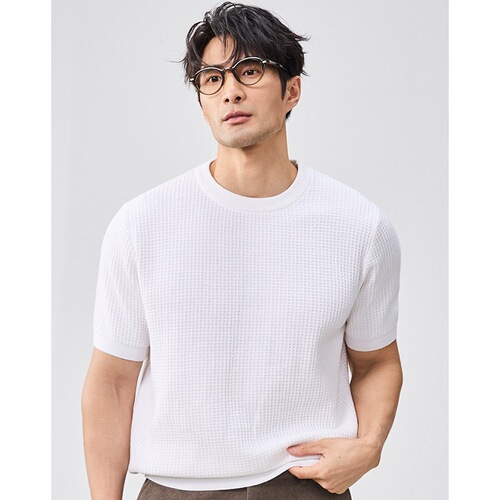 2026 new style, simple Waffle short-sleeved knitted men's high-end light luxury texture men's Polo shirt