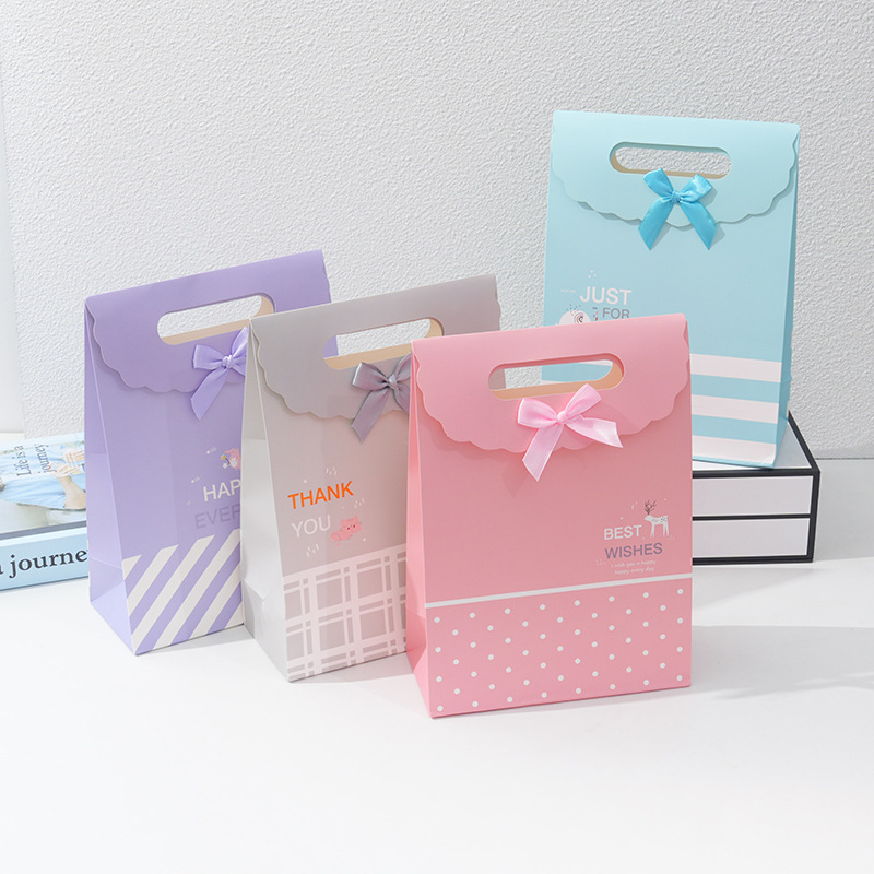 糖果色礼品包装袋  白卡纸袋  生日礼物包装手提袋  甜品打包袋