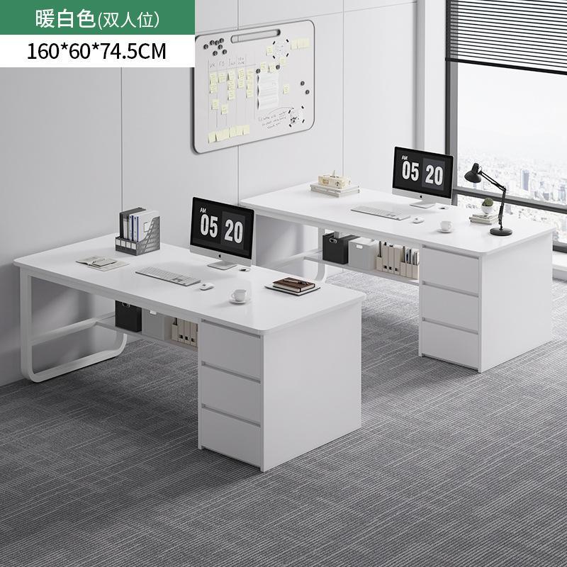 [결합팩] 더블테이블 웜화이트 화이트 프레임 160*60