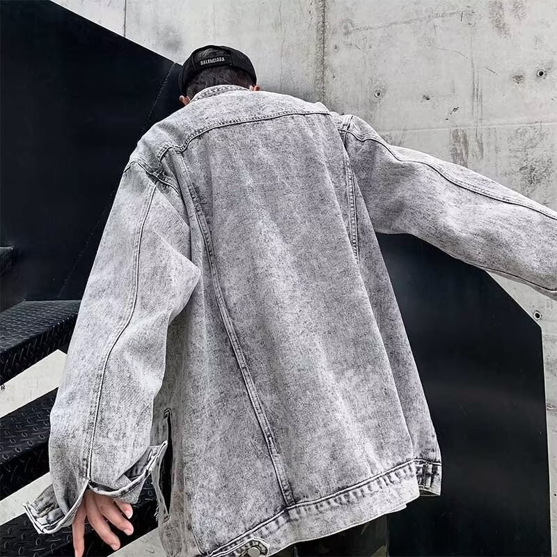 American Retro Nostalgic Washed Trendy Denim Jacket for Men, Autumn and Winter Loose Outer Casual Jacket for Men