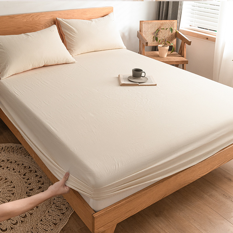 Sombrilla de cama de algodón lavado de algodón puro pieza individual 100 funda de cama de algodón cubierta protectora de colchón Simmons cubierta de polvo de sábana de dormitorio 3