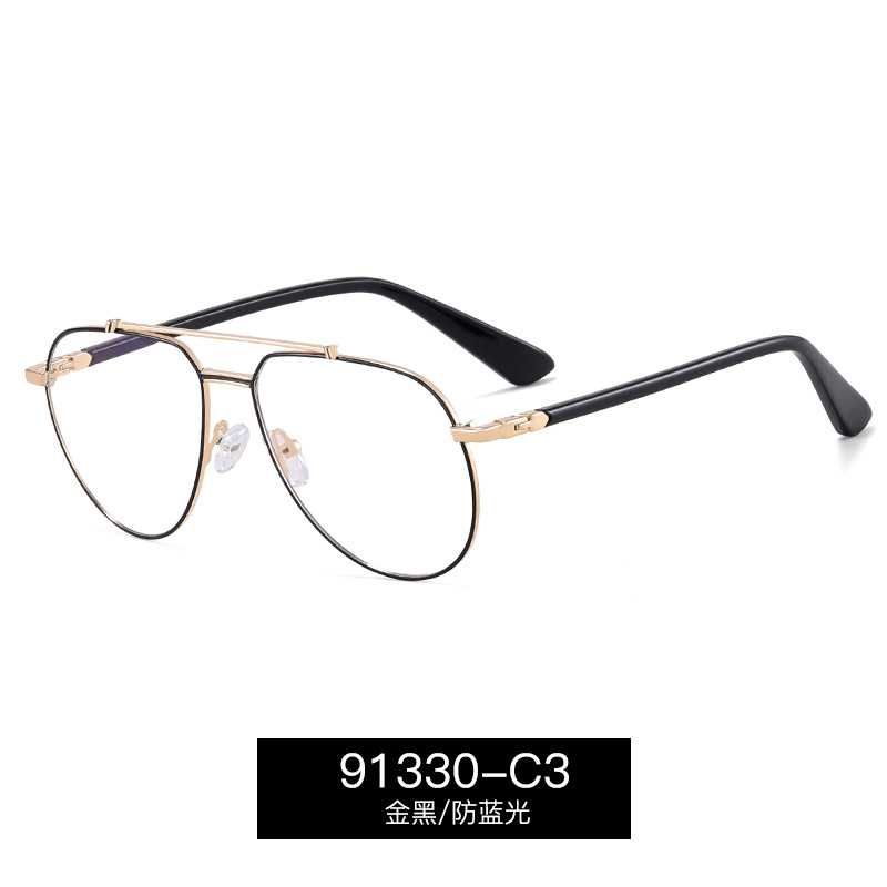 91330 personalidad de gafas delgadas y ligeras, gafas de metal, gafas anti-luz azul para hombres con tendencia de gafas de miopía