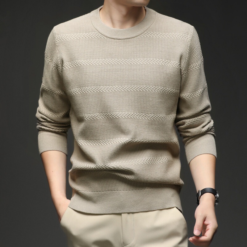Autumn Arrow Jacquard Knit Sweater Thin Men's Pullover Casual Crew Neck Knit Sweater Men's Export