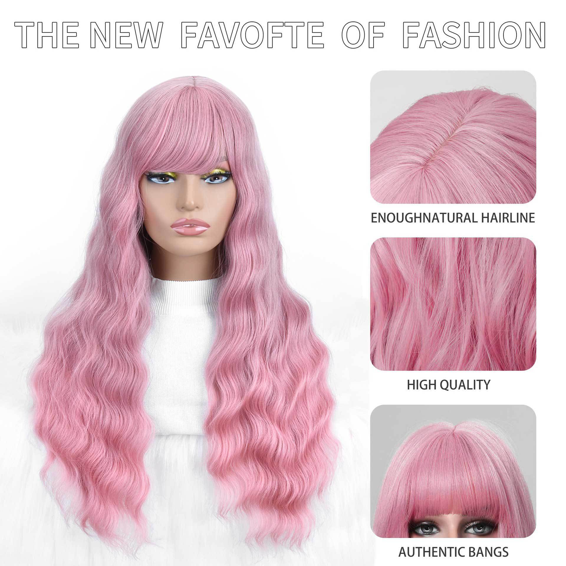 Synthetic Women's Chemical Fiber Long Style With Bangs Curly Hair Wig Full Headband Available In Multiple Colors_voghion.com