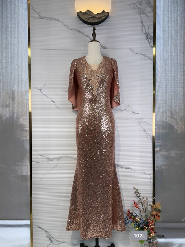 86102L喜婆婆妈妈装气质连衣裙显瘦婚宴礼服鱼尾裙|undefined
