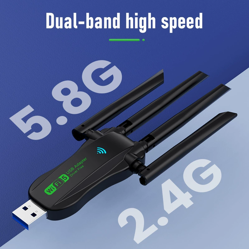USB беспроводная сетевая карта 1300Mbps гигабитная 5G двойной диапазон, драйвер-лоф wifi6 компьютерный приёмник