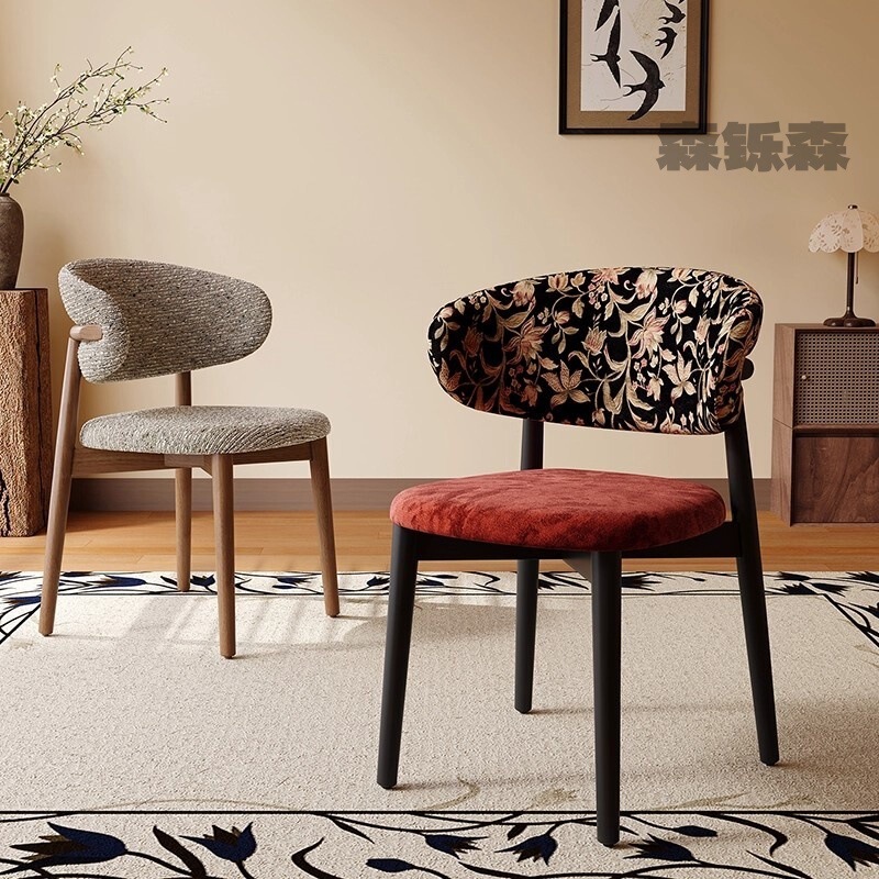 French Solid Wood Dining Chair, Japanese Style, Light Luxury, High-End, Mid-Century Style, Retro Italian Minimalist Backrest Dining Table and Chairs French Solid Wood Dining Chair, Japanese Style, Light Luxury, High-End, Mid-Century Style, Retro Italian Minimalist Backrest Dining Table and Chairs