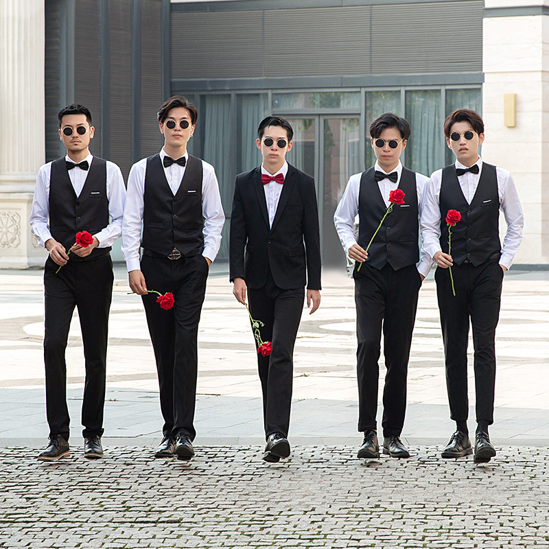 Traje de padrino ropa más tamaño hermanos traje de boda ropa de grupo traje camisa de los hombres chaleco traje de tres piezas verano