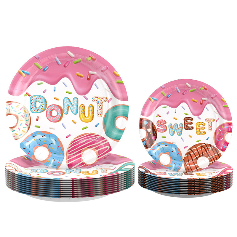 Traje de decoración de taza de papel desechable de Venta caliente transfronteriza donut traje de decoración de fiesta de cumpleaños para niños