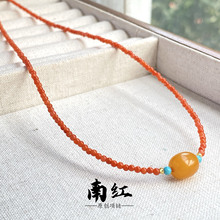 天然南红项链川料柿子红南红项链南红玛瑙锁骨链高货真品S925纯银