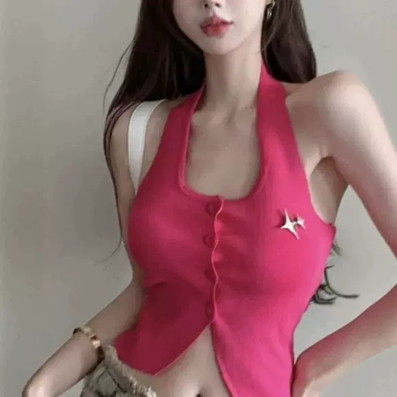 休闲性感挂脖修身显瘦美背吊带小背心辣妹纯欲风百搭小众ins抹胸