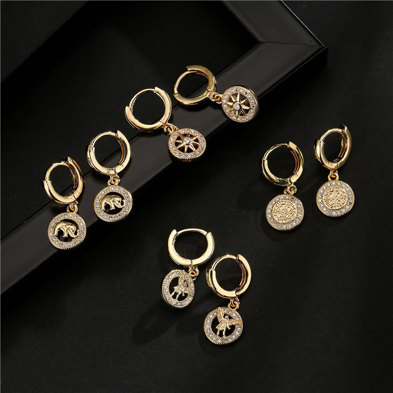 Wholesale Jewelry Copper Zircon Lips Geometric Earrings Nihaojewelry display picture 8