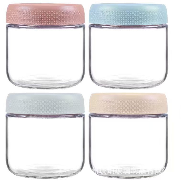 Conjunto de frasco de sellado de vidrio transfronterizo 12 piezas de frasco de almacenamiento de taza de avena a prueba de fugas de cocina de almacenamiento portátil de samason frasco