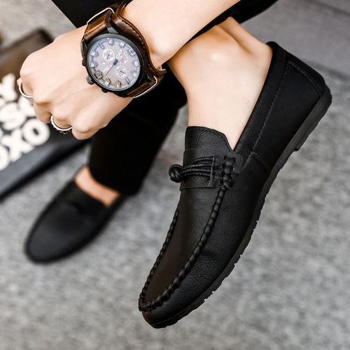 Spring Men's Shoes Beanie Shoes Men's  Korean Style Men's Casual Leather Shoes Soft Sole Social Guys Youth Shoes