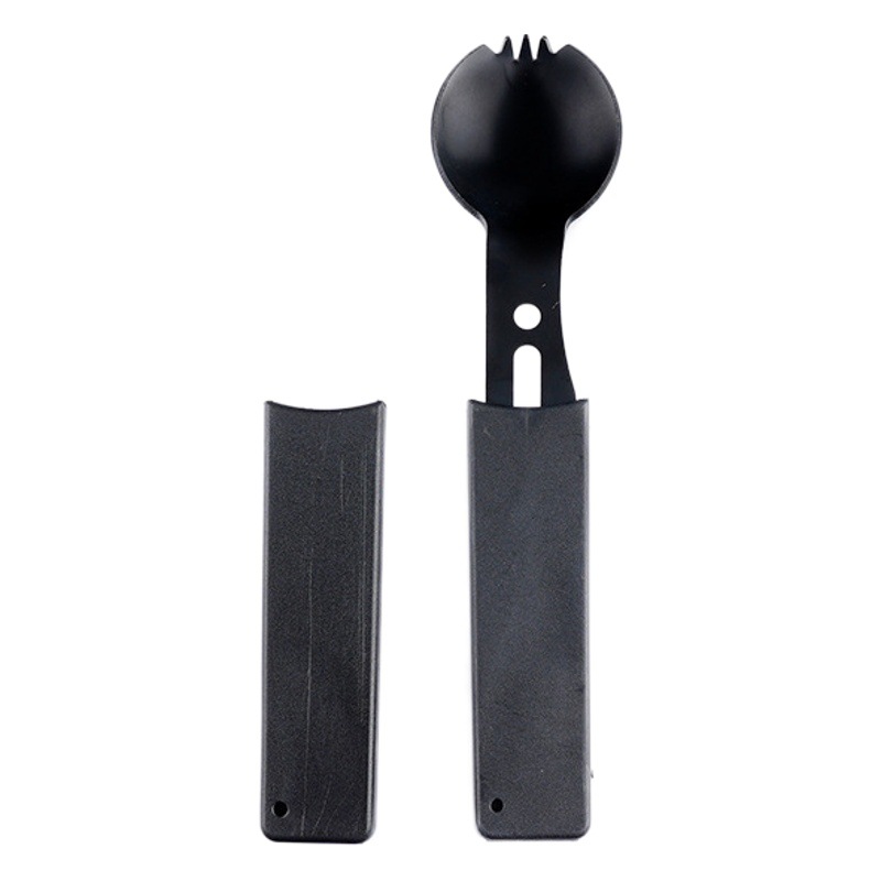 Campamento al aire libre supervivencia multifuncional herramienta de rocío silbato cuchillo de picnic suministros vajilla cuchillo, tenedor y cuchara a juego conveniente llevar