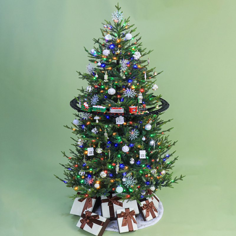 Lujoso árbol de Navidad de abeto mixto PE encriptado para uso doméstico, decoración de pie para Navidad, centros comerciales, salas de estar y escaparates.