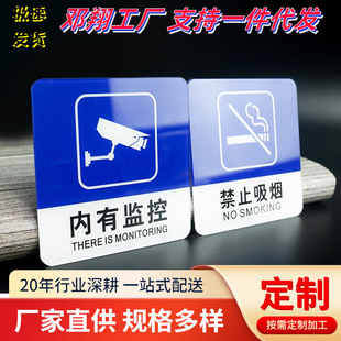 Acrylic square sign self-adhesive warm reminder sign creative post toilet office sign non-smoking warning