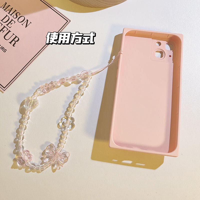 Estilo coreano Rosa arco cadena de cristal cordón universal teléfono caso Cámara llavero auricular caso adornos para mujeres