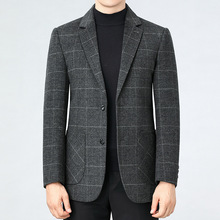 双面羊毛呢西装男秋冬季单件男装毛呢西服中年爸爸装商务休闲单西