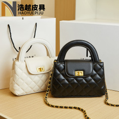 秋冬23k新款手提包2023時尚菱格單肩包小香風凱莉包鏈條斜挎包女