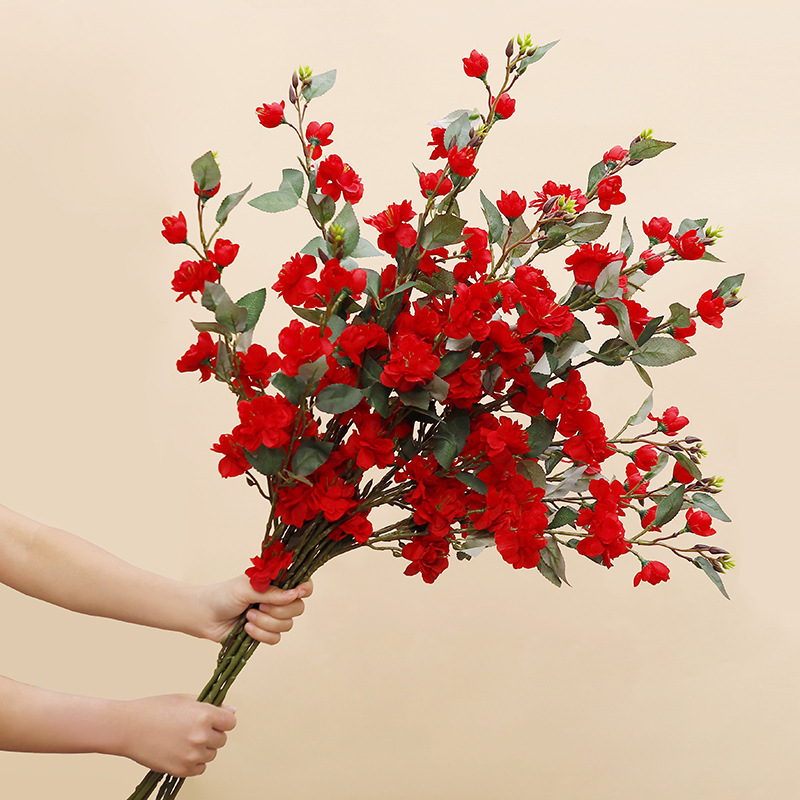 Camellia de altura flor de simulación adornos de boda flores falsas pastorales flores decoración del hogar flores de mesa flor de seda