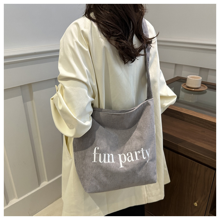 Simple hand-held corduroy large-capacity daily casual work single-shoulder bag, niche tote bag, fashionable canvas bag undefined