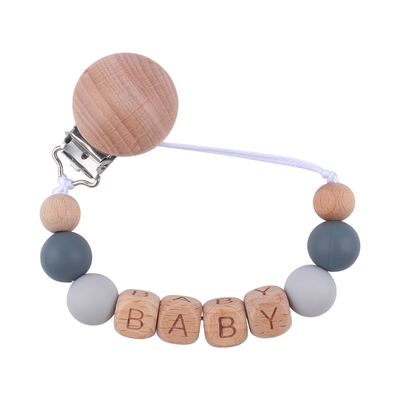Nuevos suministros para bebés Haya clip redondo Cadena de pezón calmante bebé contraste color cuentas de silicona mordedura pezón cadena anti-caída