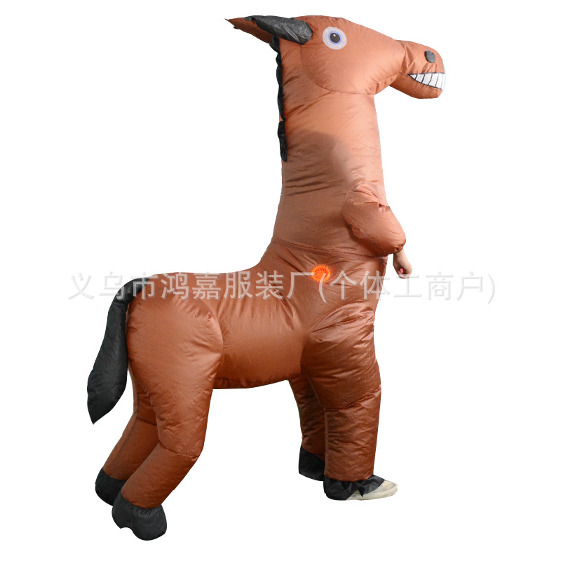 Accesorios de fiesta de Halloween transfronterizos traje de marioneta para padres e hijos caballo de montar animal juego de rol divertido traje inflable de montar a caballo image 4