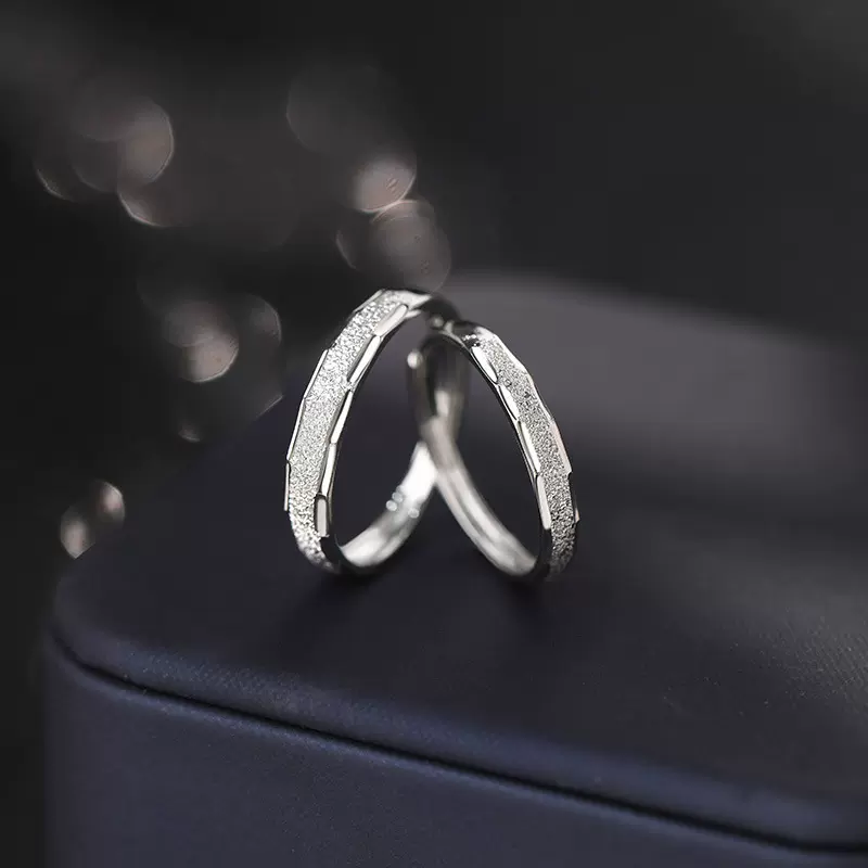 阿宝S999足银简约素圈情侣对戒气质日常情人节礼物几何戒指代发