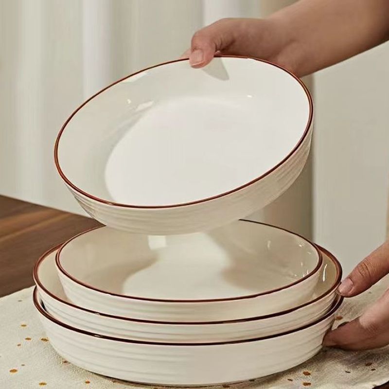 盘子家用菜盘欧式深盘菜碟简约高颜值餐具加厚陶瓷餐盘亲戚