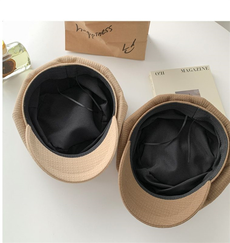 Neuer achteckiger Hut für Herbst und Winter für Kinder, achteckiger Hut mit britischem Waffelgitter für Frauen, Gürtelschnalle aus Metall, modischer und vielseitiger Maler_voghion.com