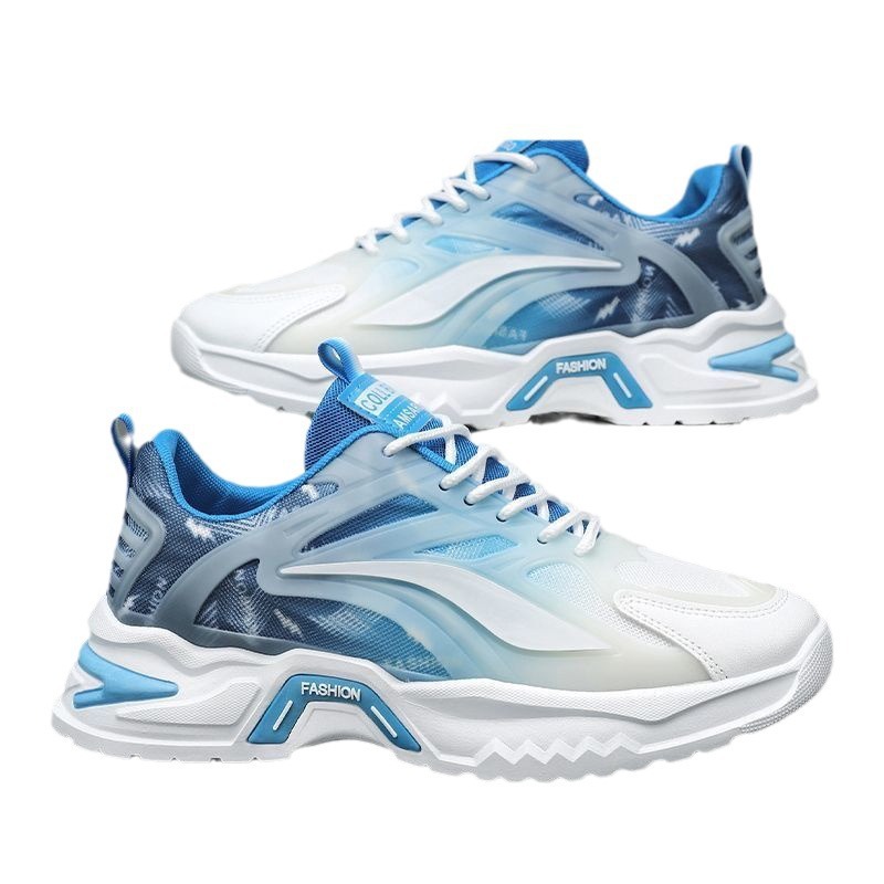 Zapatos de hombre de verano 2025, nuevos zapatos de corrida de malla, popularidad en línea, zapatos de moda de suela gruesa para hombres