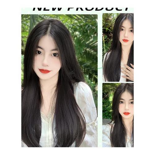 Wig piece for women with long hair, fluffy hair volume, traceless invisible natural artificial hair with inner buckle three-piece micro-curly hair extension piece