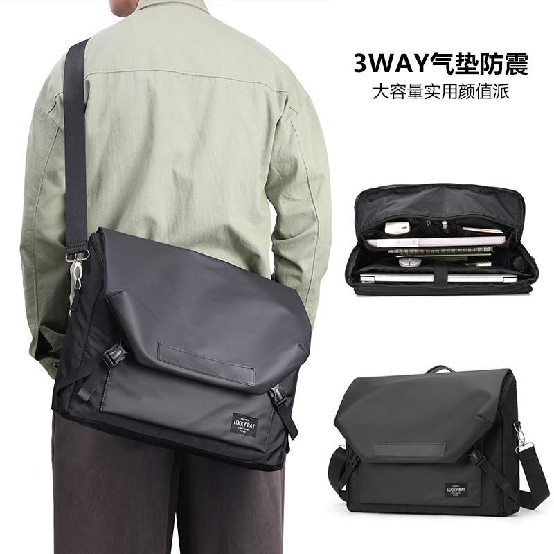 カジュアルノートブックポータブルショルダーコンピュータバッグショルダーメンズ 16inch 耐衝撃大容量ファッション学生クロスボディバッグ|undefined